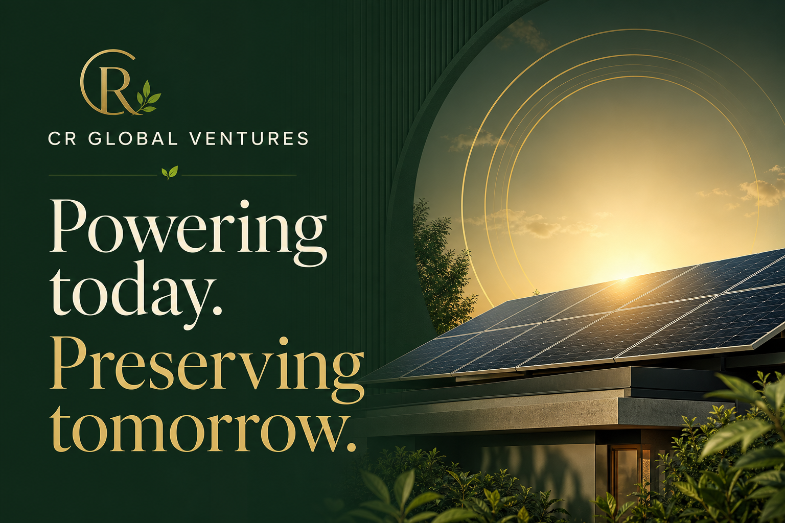 Sunrise over a modern rooftop solar installation